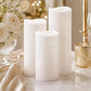 Set of 6 White Flameless LED Pillar Candles, Real Wax Wavy Top with Flickering Light & 6/18H Timer -