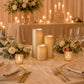 Set of 3 Metallic Gold LED Pillar Candles, Flameless Remote Operated Battery Powered Candles 4", 6",