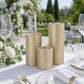 Set of 3 Metallic Gold LED Pillar Candles, Flameless Remote Operated Battery Powered Candles 4", 6",