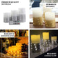 Gold LED pillar candles with fairy lights, flameless and remote-operated.