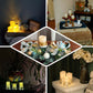 Gold LED pillar candles with fairy lights, battery-operated, set of 3.