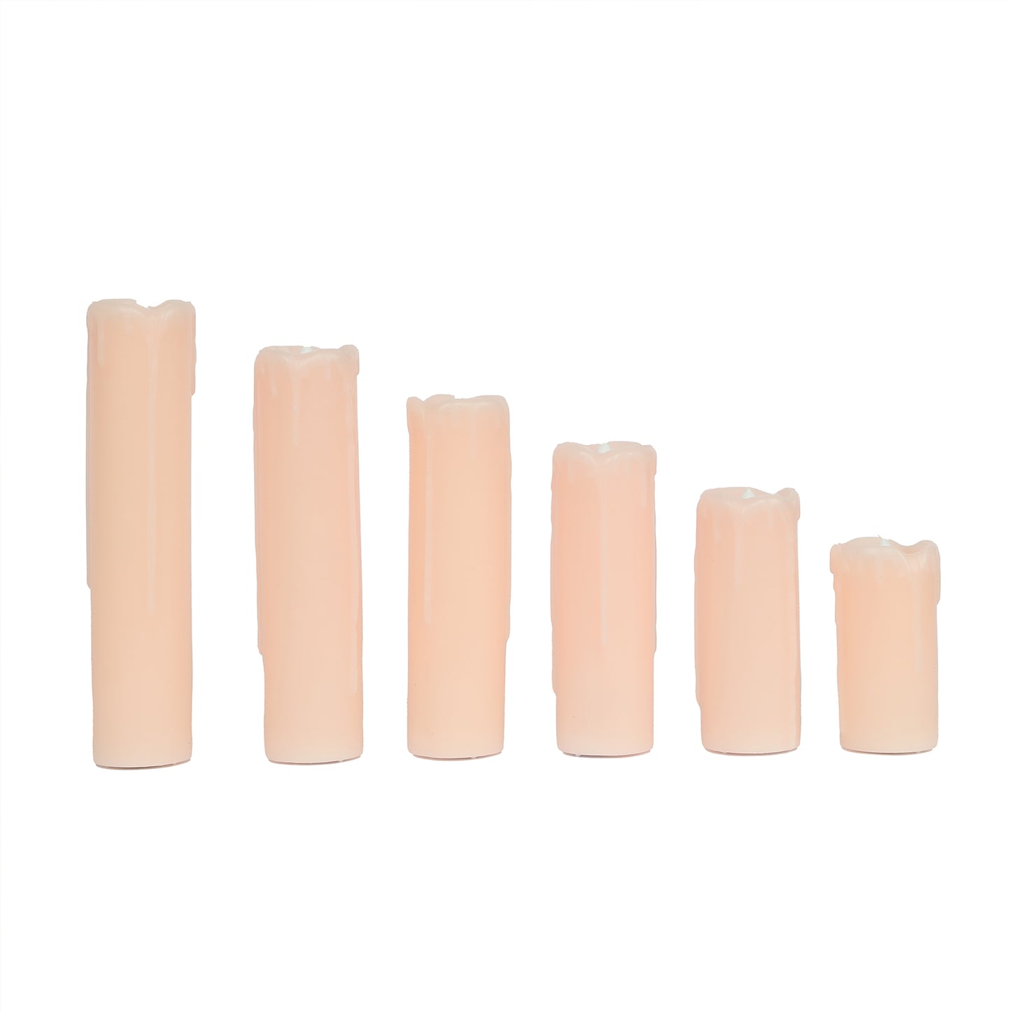 Set of 6 LED Flameless Luminaria Candles Drip Wax Blush - Battery Operated Pillar Lighting