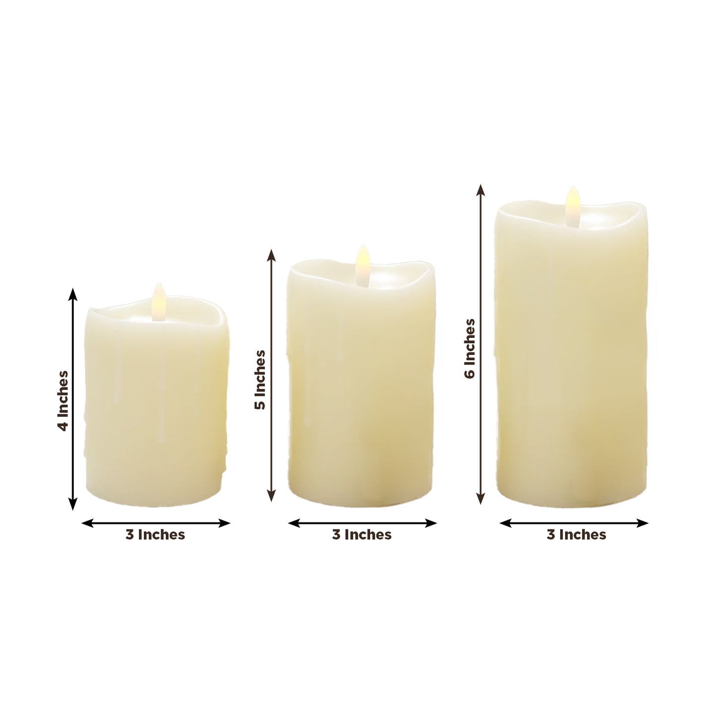 Set of 5 Ivory Flickering Flameless LED Pillar Candles – Real Wax Dripping Edge, Battery Operated, W