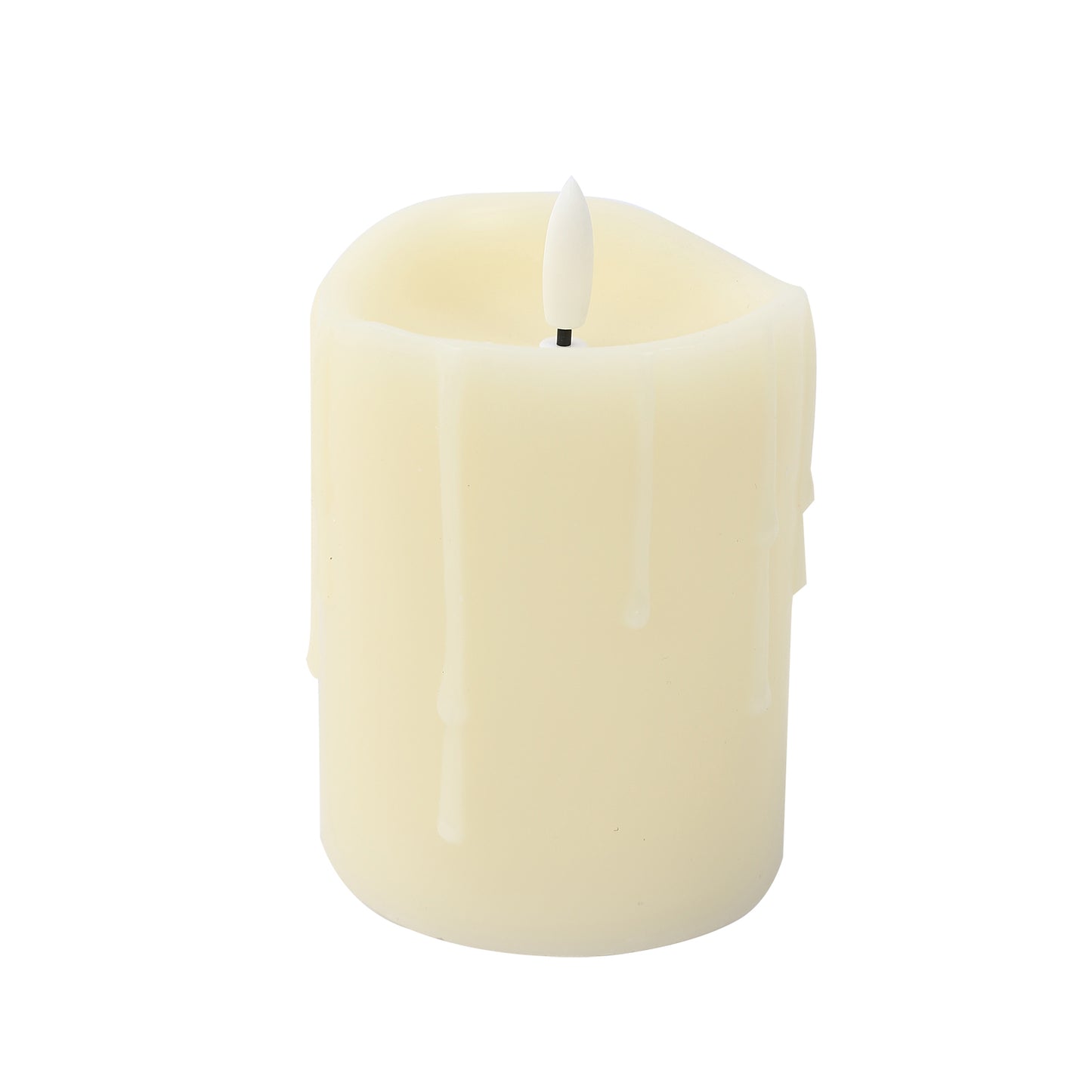 Set of 5 Ivory Flickering Flameless LED Pillar Candles – Real Wax Dripping Edge, Battery Operated, W