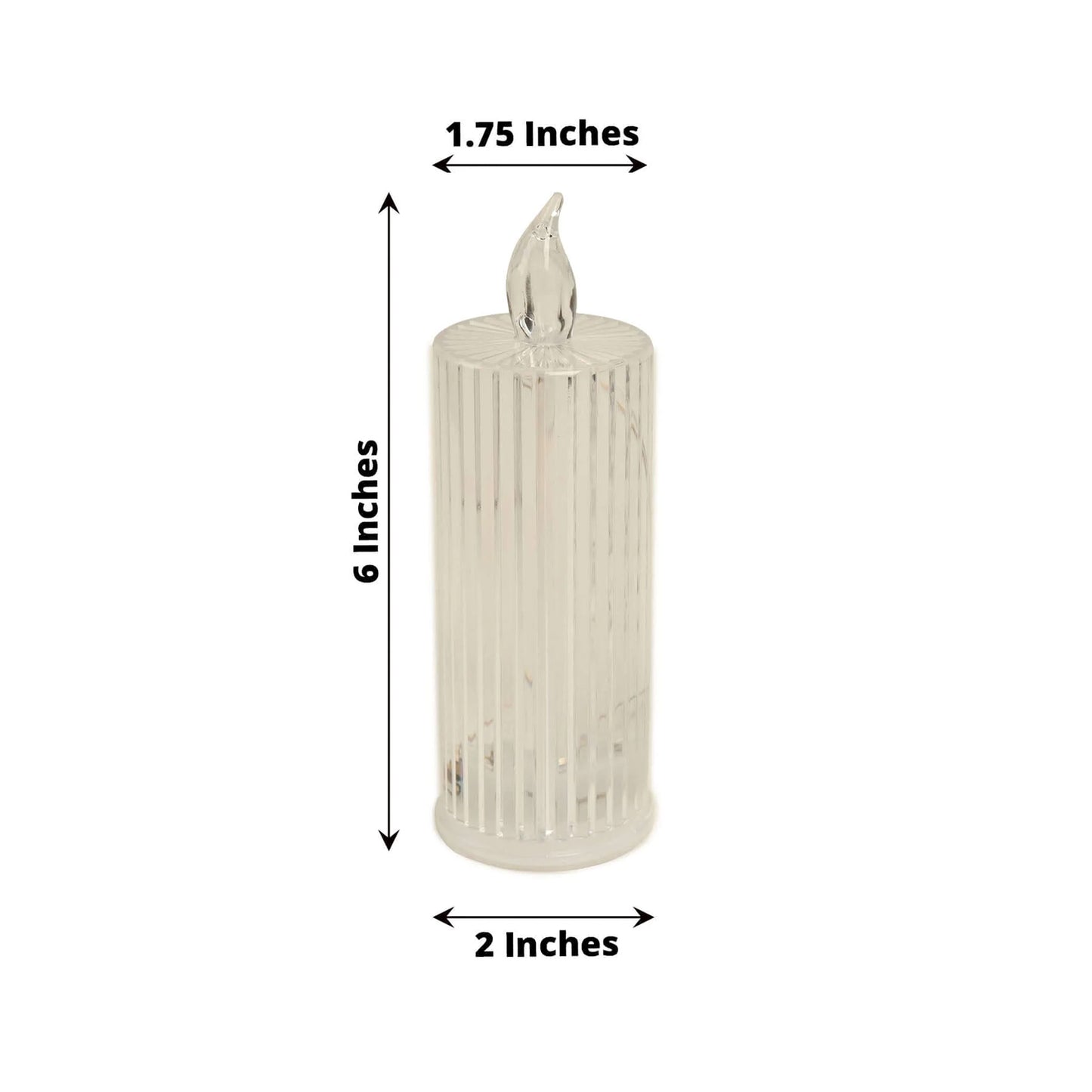 3 Pack Warm White Clear LED Pillar Candles, Flameless Battery Operated Lamps Diamond Acrylic Candle Light 6"