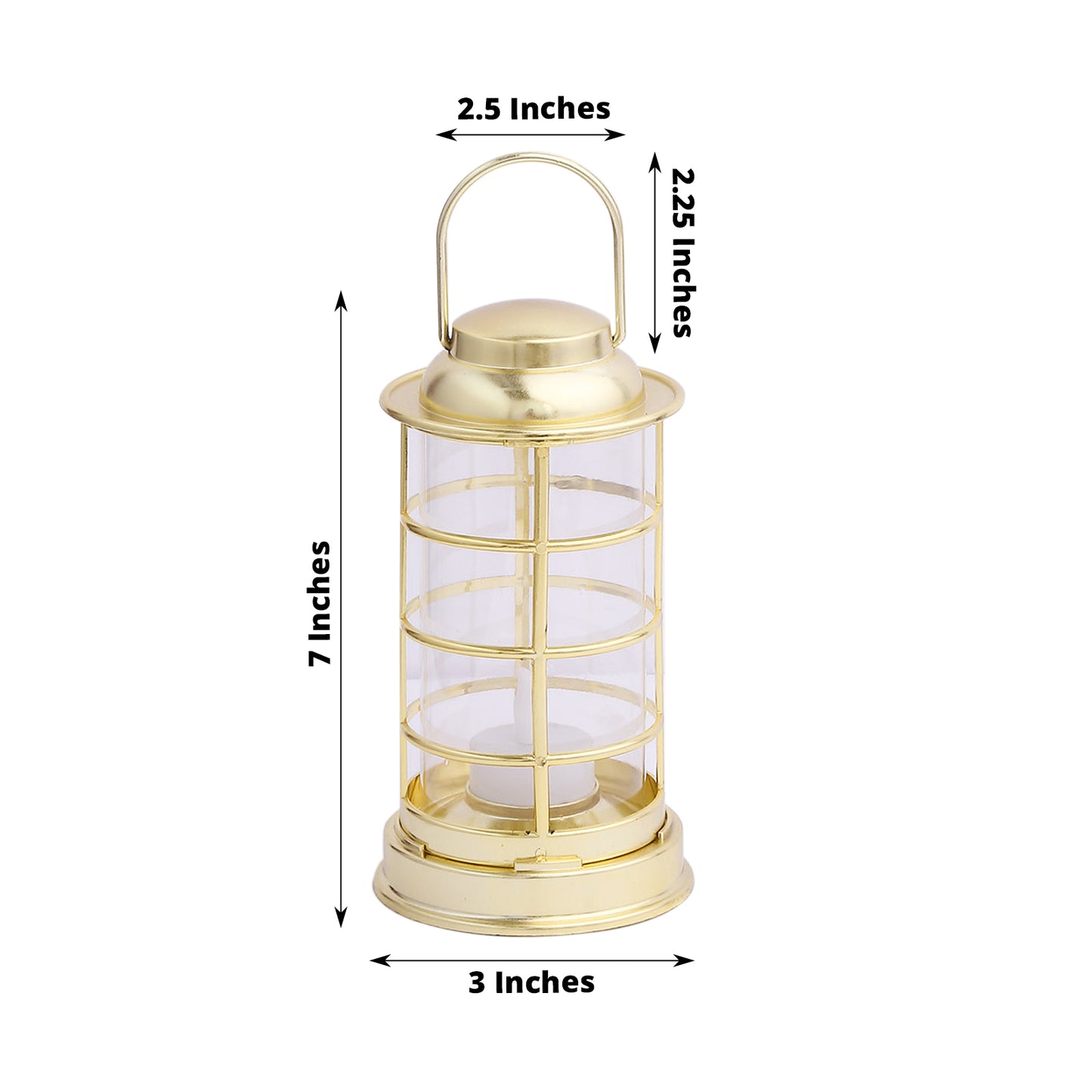 Gold LED mini lantern lamp, battery operated, decorative tealight candle.