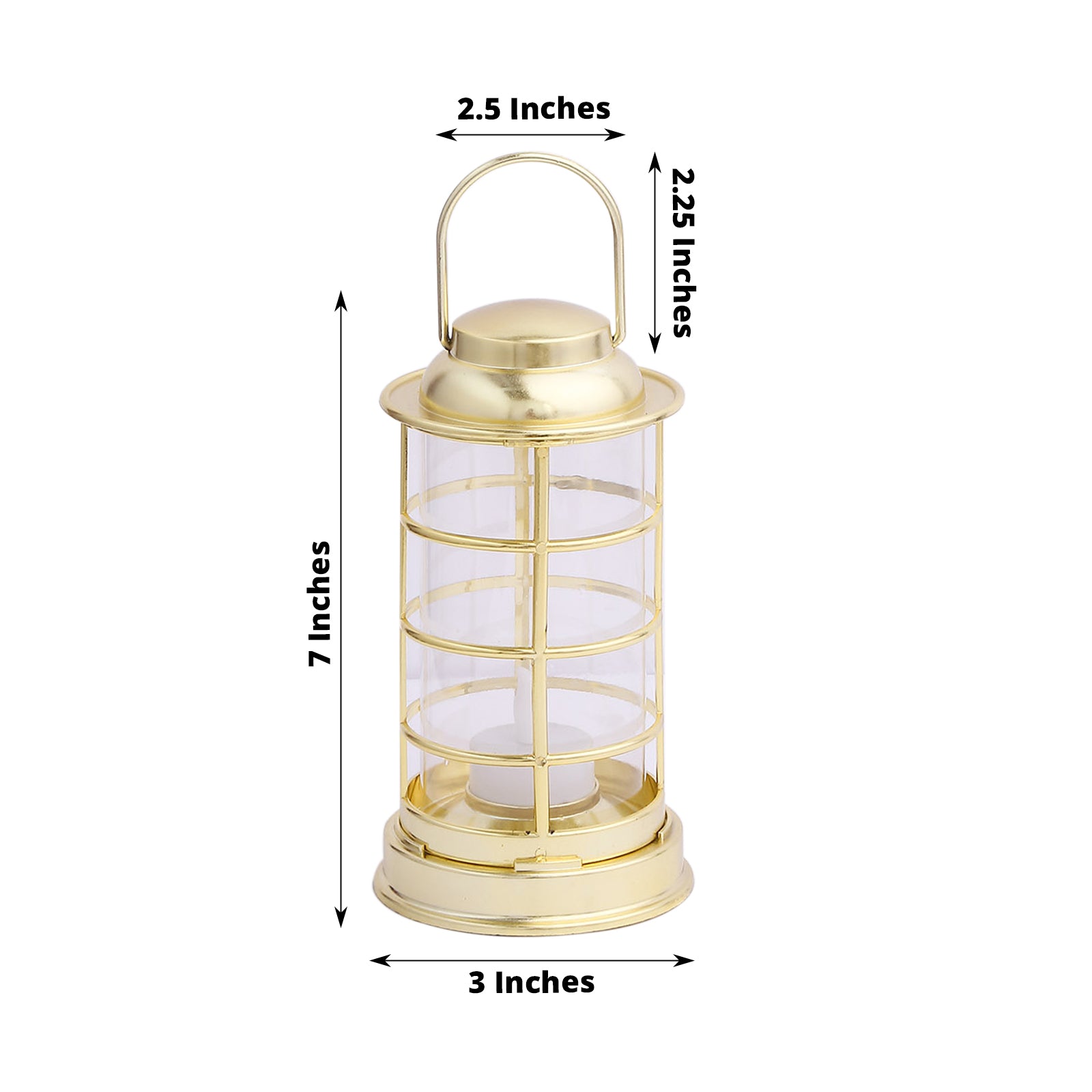 Gold LED mini lantern lamp, battery operated, decorative tealight candle.