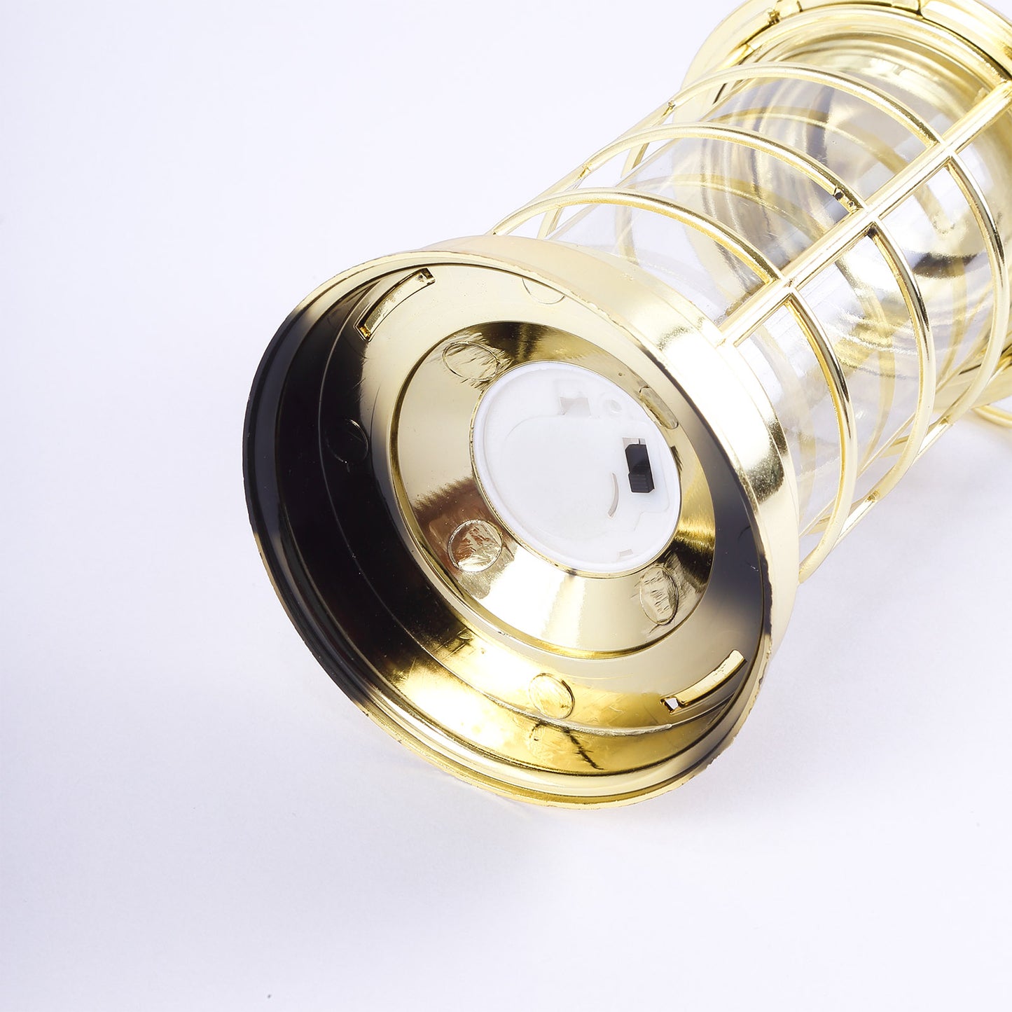 Gold LED mini lantern lamp, battery-operated decorative tealight candle.