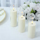 Set of 9 Ivory LED Flameless Pillar Candles with Clear Acrylic Shades & Remote Timer, Battery Operat
