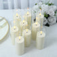 Set of 9 Ivory LED Flameless Pillar Candles with Clear Acrylic Shades & Remote Timer, Battery Operat