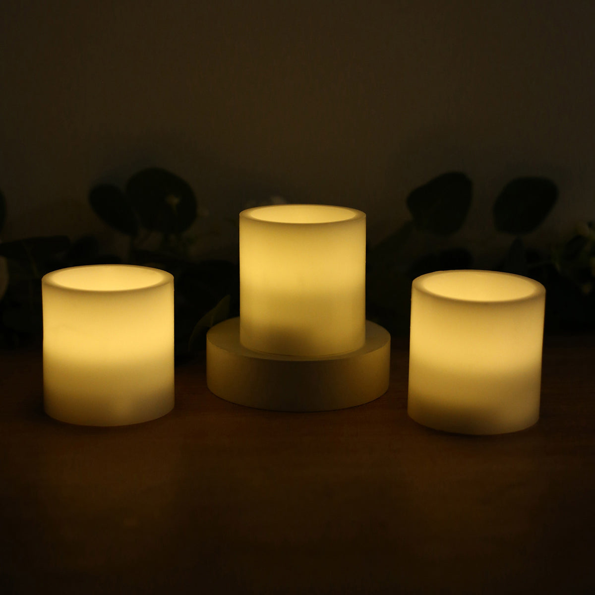 6 Pack White Flameless LED Pillar Candles, 3" x 3" Flat Top Real Wax Battery Operated Candles with W