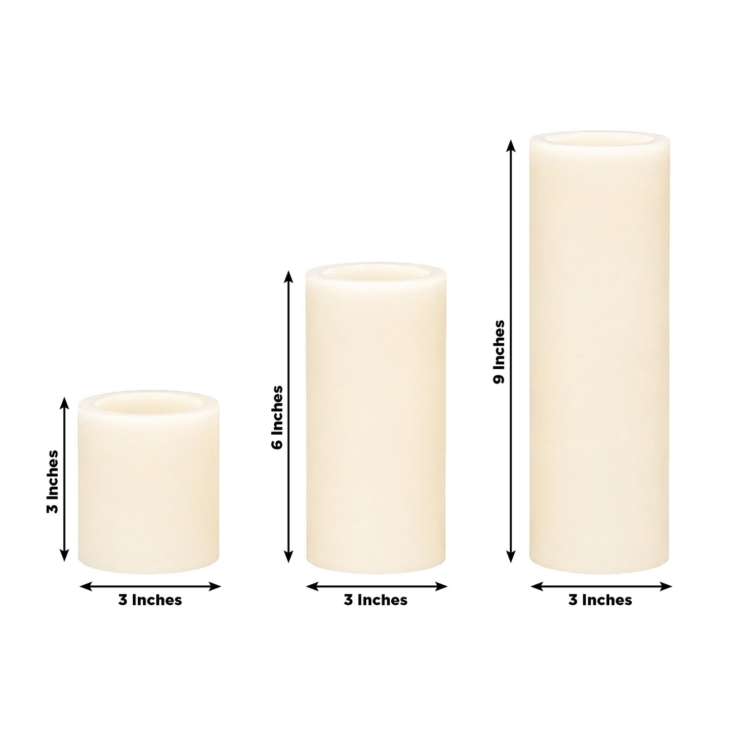 Set of 6 Ivory Flameless LED Pillar Candles, Flat Top Real Wax Battery Operated Candles with Flicker