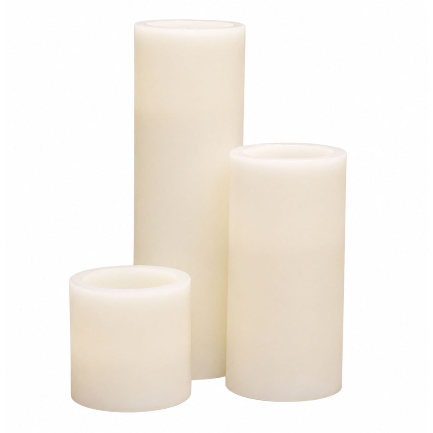 Set of 6 Ivory Flameless LED Pillar Candles, Flat Top Real Wax Battery Operated Candles with Flicker