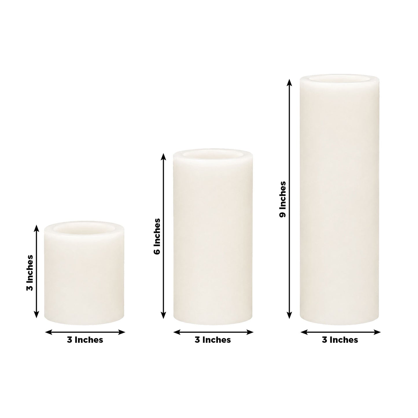 Set of 6 White Flameless LED Pillar Candles, Flat Top Real Wax Battery Operated Candles with Flicker