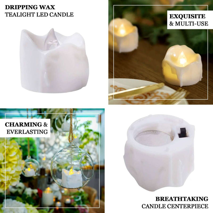12 Pack | 1.5" Warm White Flameless LED Tealight Luminaria Candles, Realistic Wax Design Battery Operated Candles