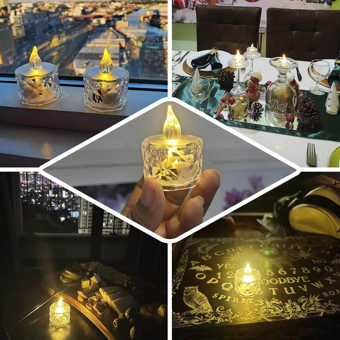 12 Pack | 2" Warm White Diamond Battery-Operated LED Tealight Candles, Decorative Flameless Tea Lights