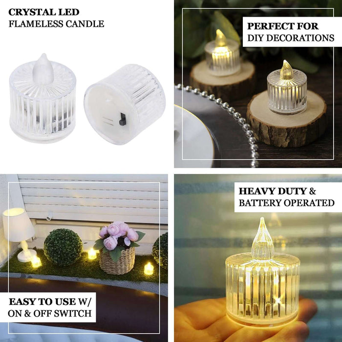 12 Pack | 2" Warm White Column Battery-Operated LED Tealight Candles, Decorative Flameless Tea Lights