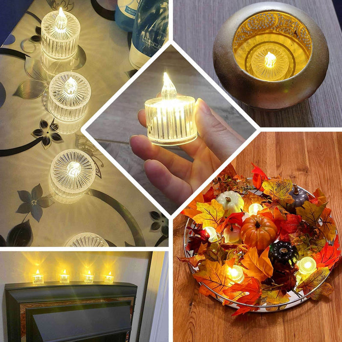 12 Pack | 2" Warm White Column Battery-Operated LED Tealight Candles, Decorative Flameless Tea Lights