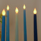 8 Pack 11" Mixed Blue LED Taper Candles, Flameless Battery Operated Flickering Candles