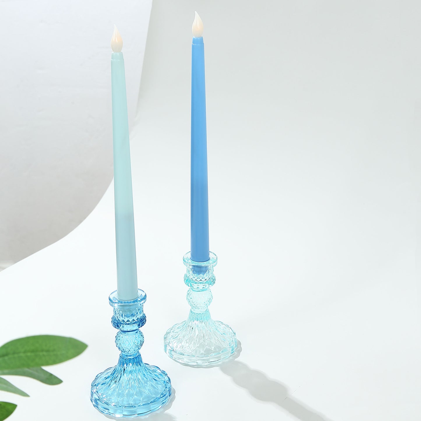 8 Pack 11" Mixed Blue LED Taper Candles, Flameless Battery Operated Flickering Candles