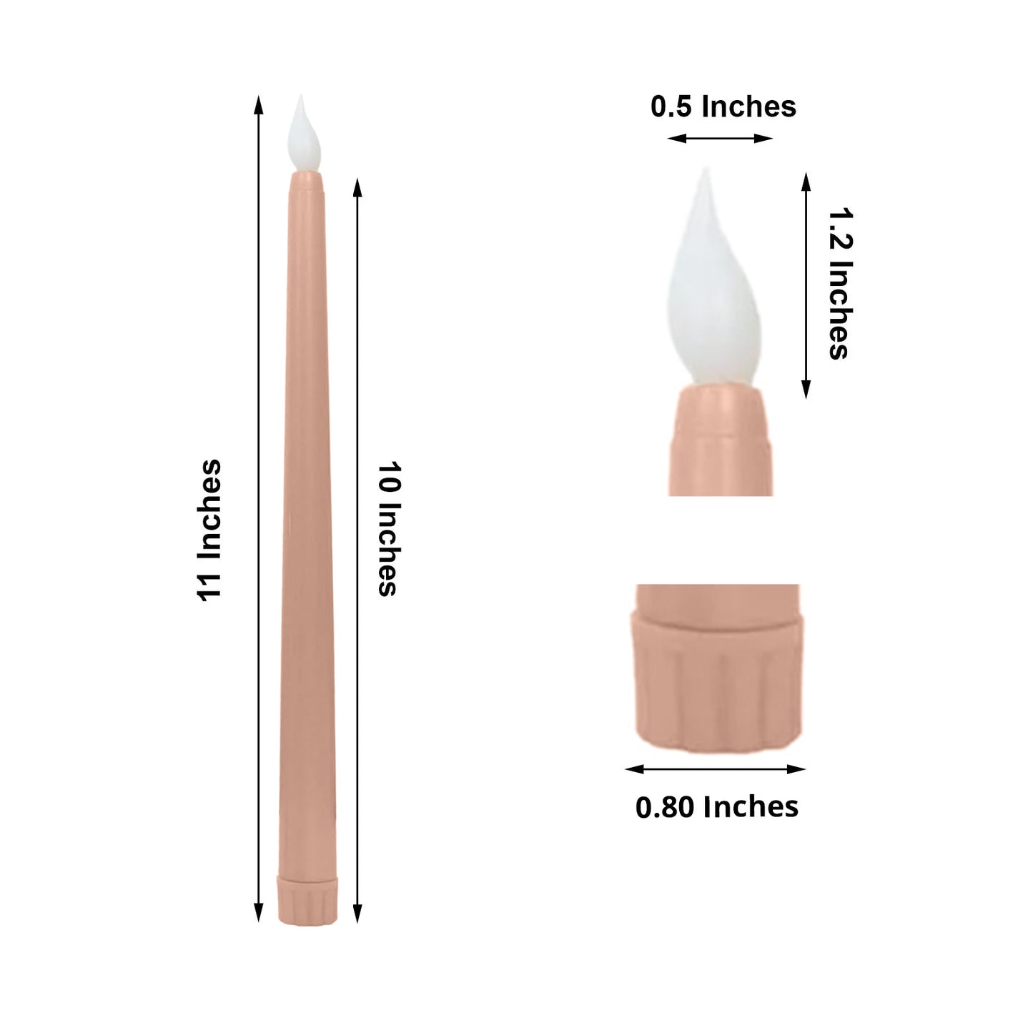 8 Pack 11" Mixed Natural LED Taper Candles, Flameless Battery Operated Flickering Candles