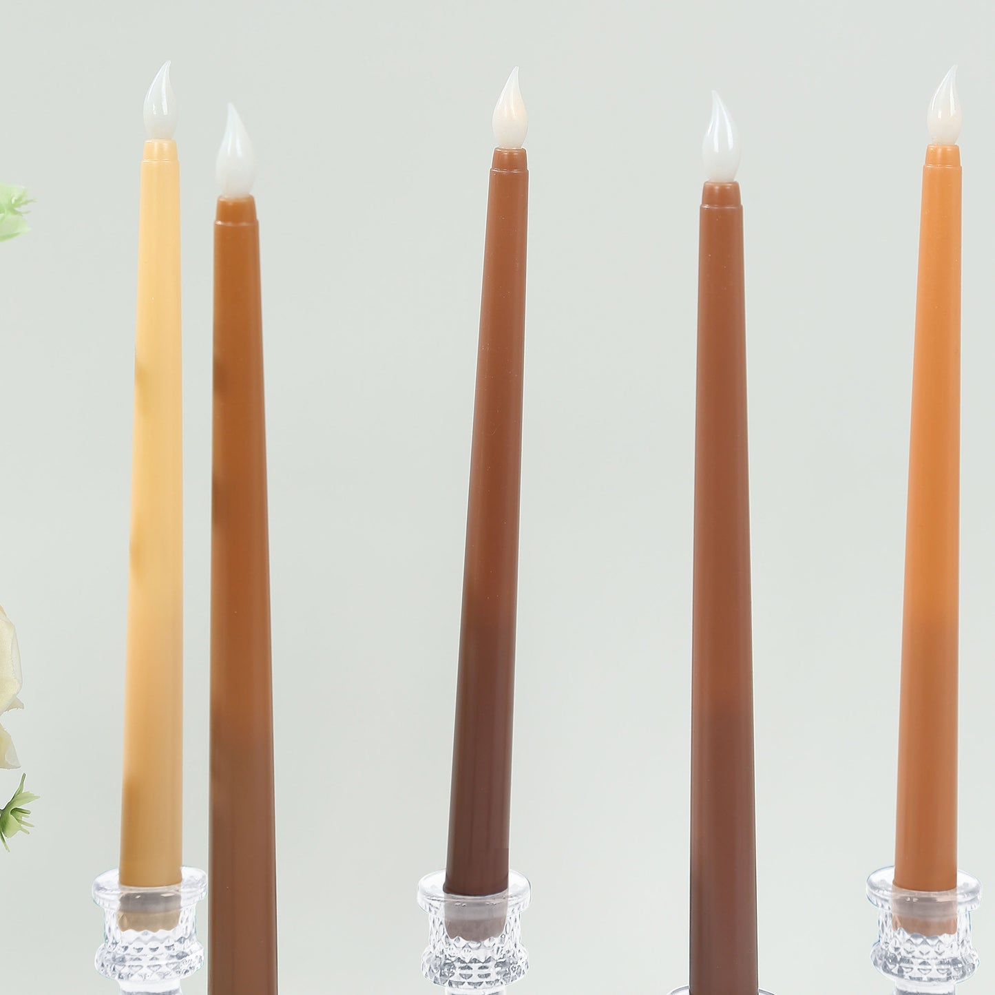 8 Pack 11" Mixed Natural LED Taper Candles, Flameless Battery Operated Flickering Candles