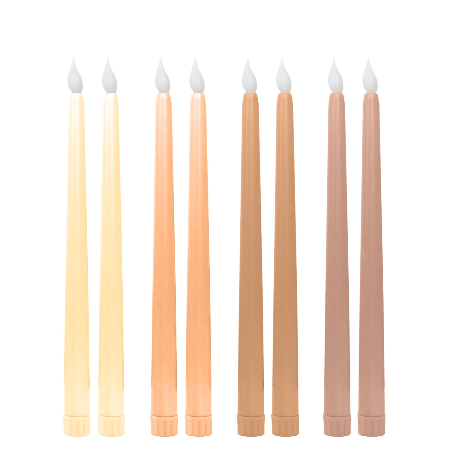 8 Pack 11" Mixed Natural LED Taper Candles, Flameless Battery Operated Flickering Candles