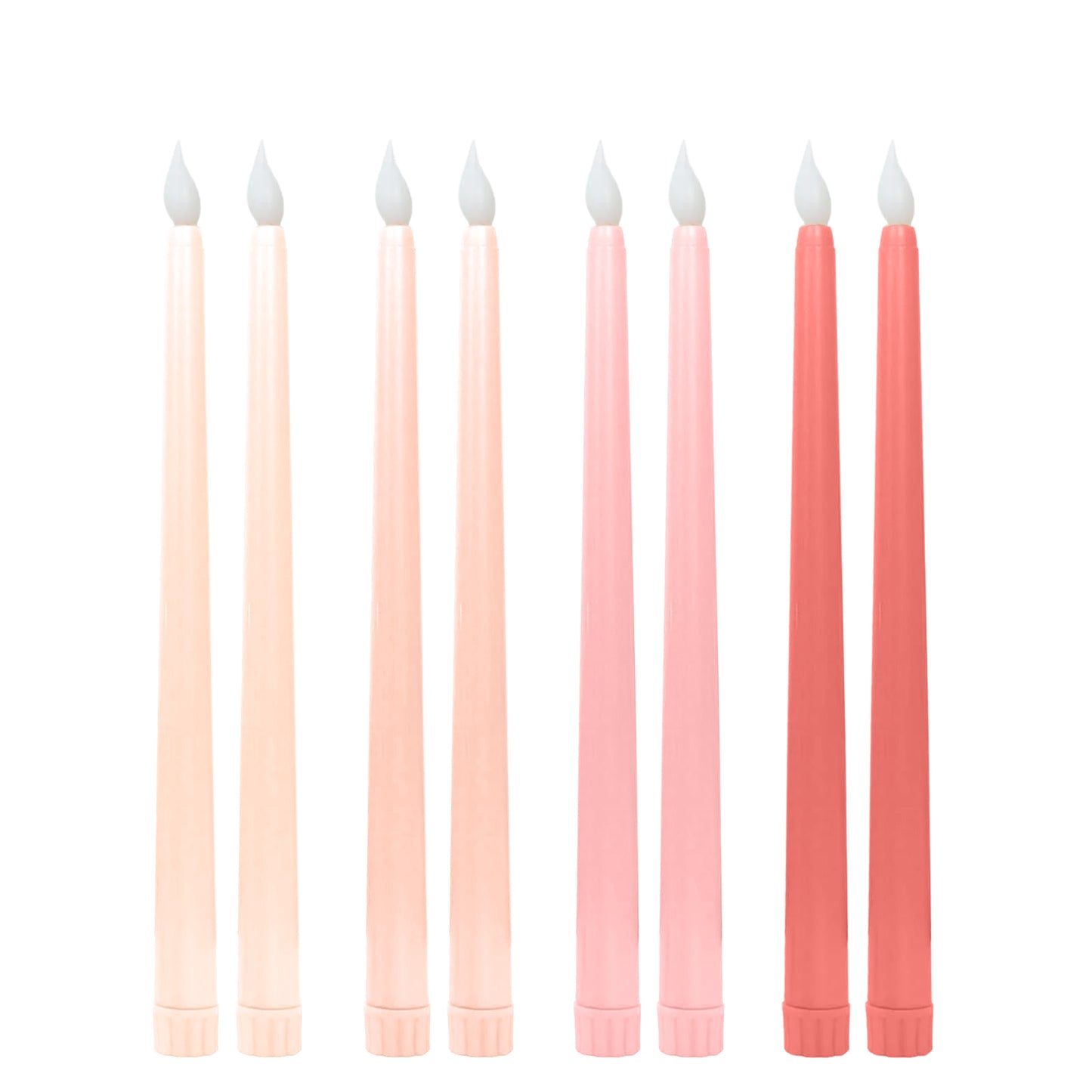 8 Pack 11" Mixed Pink LED Taper Candles, Flameless Battery Operated Flickering Candles