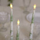 6-Pack 11" Flameless LED Taper Candles, Flickering Battery Operated – White & Sage Green French Toile Pattern