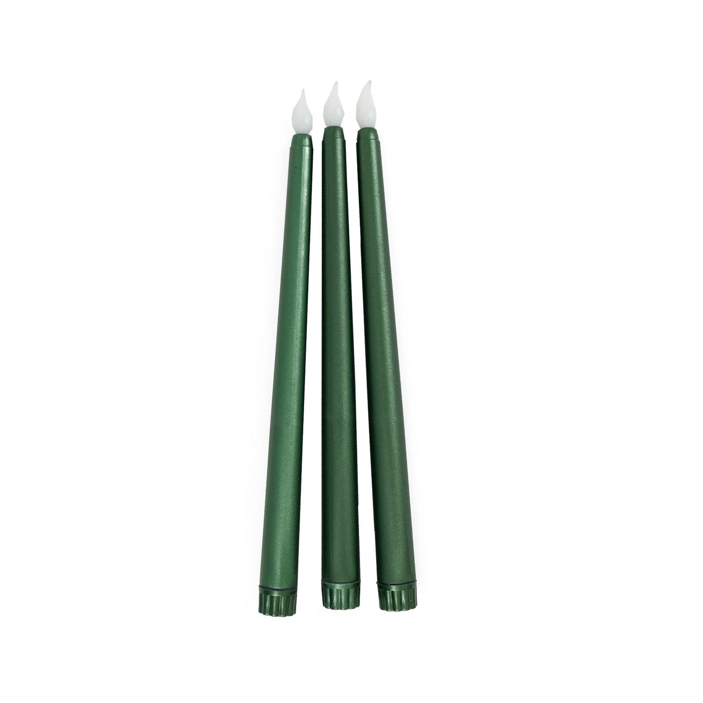 3 Pack 11" Hunter Emerald Green LED Taper Candles, Flameless Warm Flickering Candles