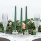12 Pack 11" LED Taper Candles - Hunter Emerald Green, Flickering Warm Light Battery Operated Flamele
