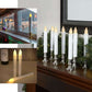 3 Pack | 9" White Flameless LED Wax Drip Textured Taper Candles, Battery Operated Candles