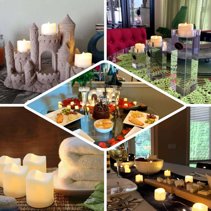 12 Pack | Classic White Flameless LED Votive Candles, Battery Operated Reusable Candles