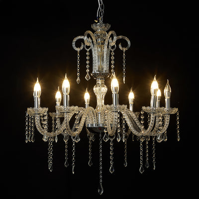 Silver 2-Tier Crystal LED Chandelier