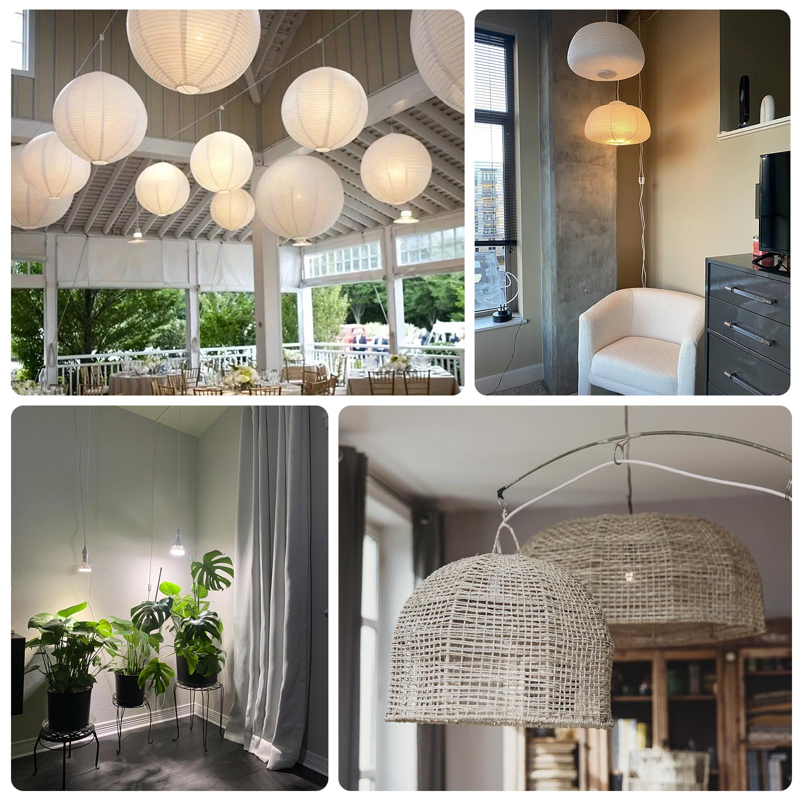 3 Pack E27 Light Socket with 6ft Plug-in Cord, On/Off Switch, 150W Max, US Plug, White