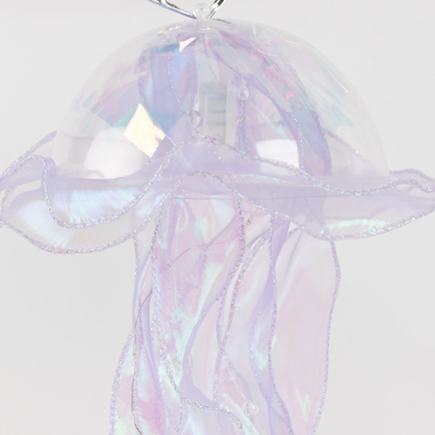Blue purple jellyfish lamp hanging lantern with organza ribbon.