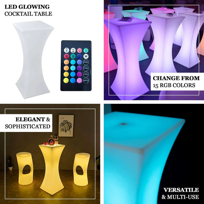 Color Changing LED Cocktail Table with Rechargeable Waterproof Design
