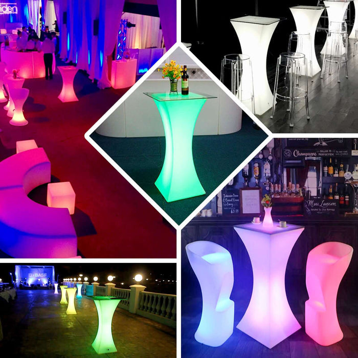 Color Changing LED Cocktail Table - Rechargeable Waterproof Illuminated Furniture