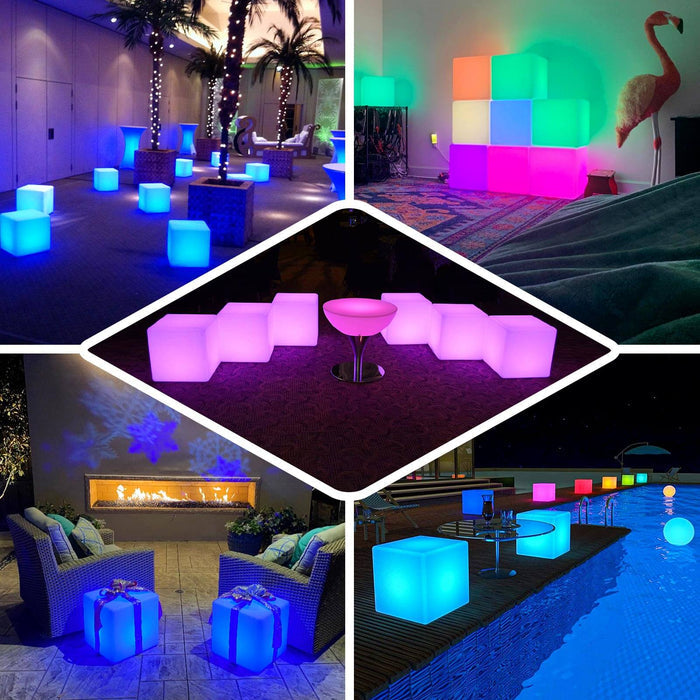 Color Changing LED Cube Table Stool - Rechargeable Waterproof Illuminated Furniture