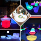 Color changing cordless LED half circle table, rechargeable and waterproof.