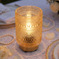 Amber Gold Hobnail Glass Cordless Table Lamp 5.5" – USB Rechargeable Filament LED, Portable Accent L