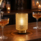 Amber Gold Hobnail Glass Cordless Table Lamp 5.5" – USB Rechargeable Filament LED, Portable Accent L