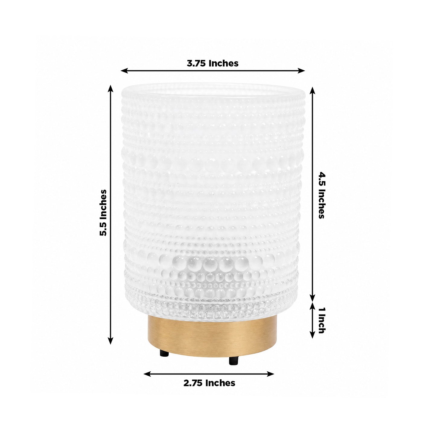 Frosted White Hobnail Glass Cordless Table Lamp 5.5" – USB Rechargeable Filament LED, Portable Accen