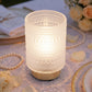 Frosted White Hobnail Glass Cordless Table Lamp 5.5" – USB Rechargeable Filament LED, Portable Accen