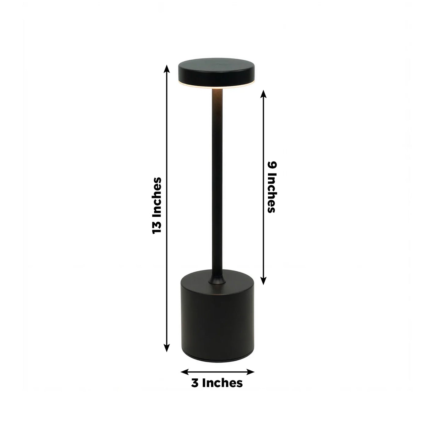 Cordless Table Lamp Modern Metal Black Design LED Dimmable with Touch Control - Rechargeable Night L