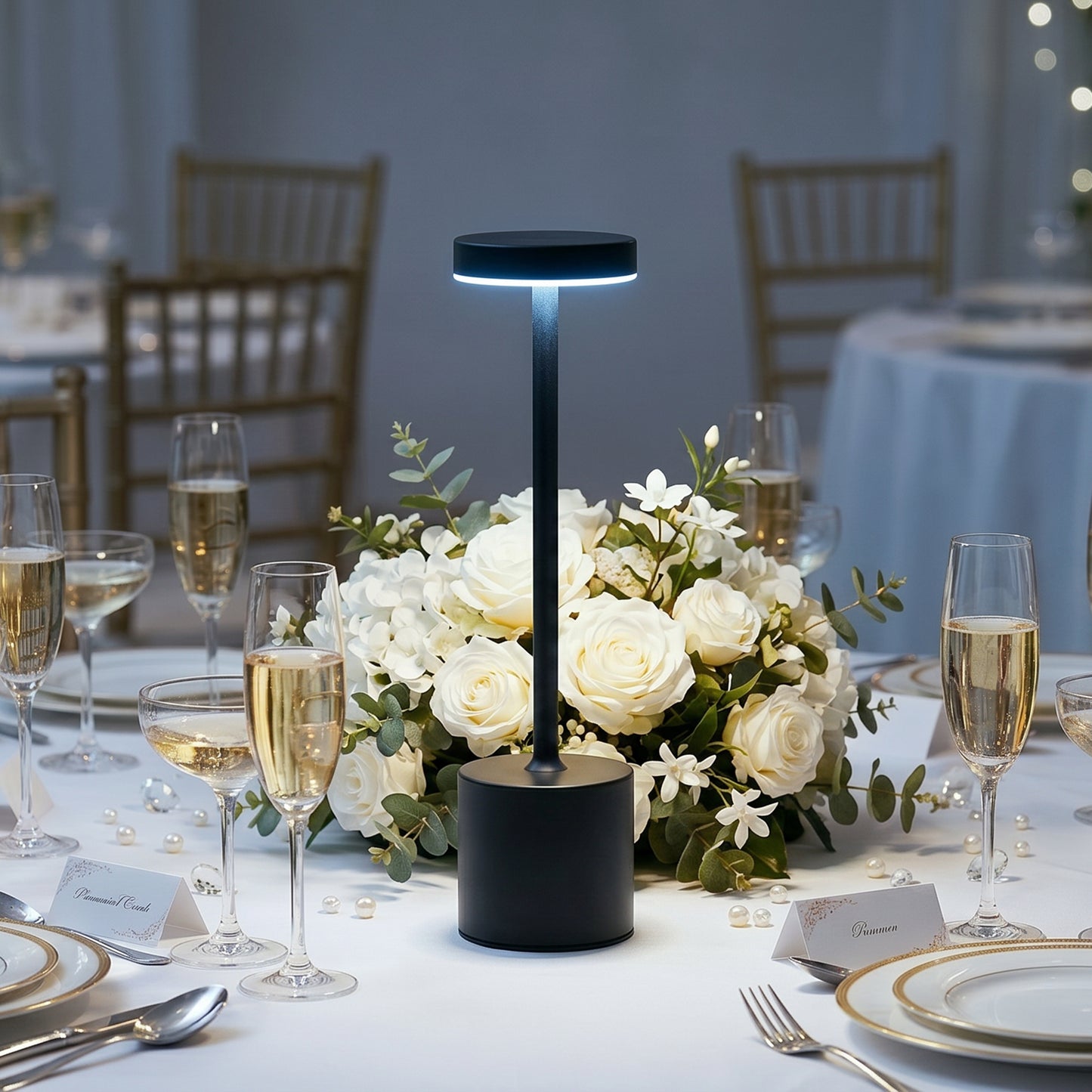 Cordless Table Lamp Modern Metal Black Design LED Dimmable with Touch Control - Rechargeable Night L