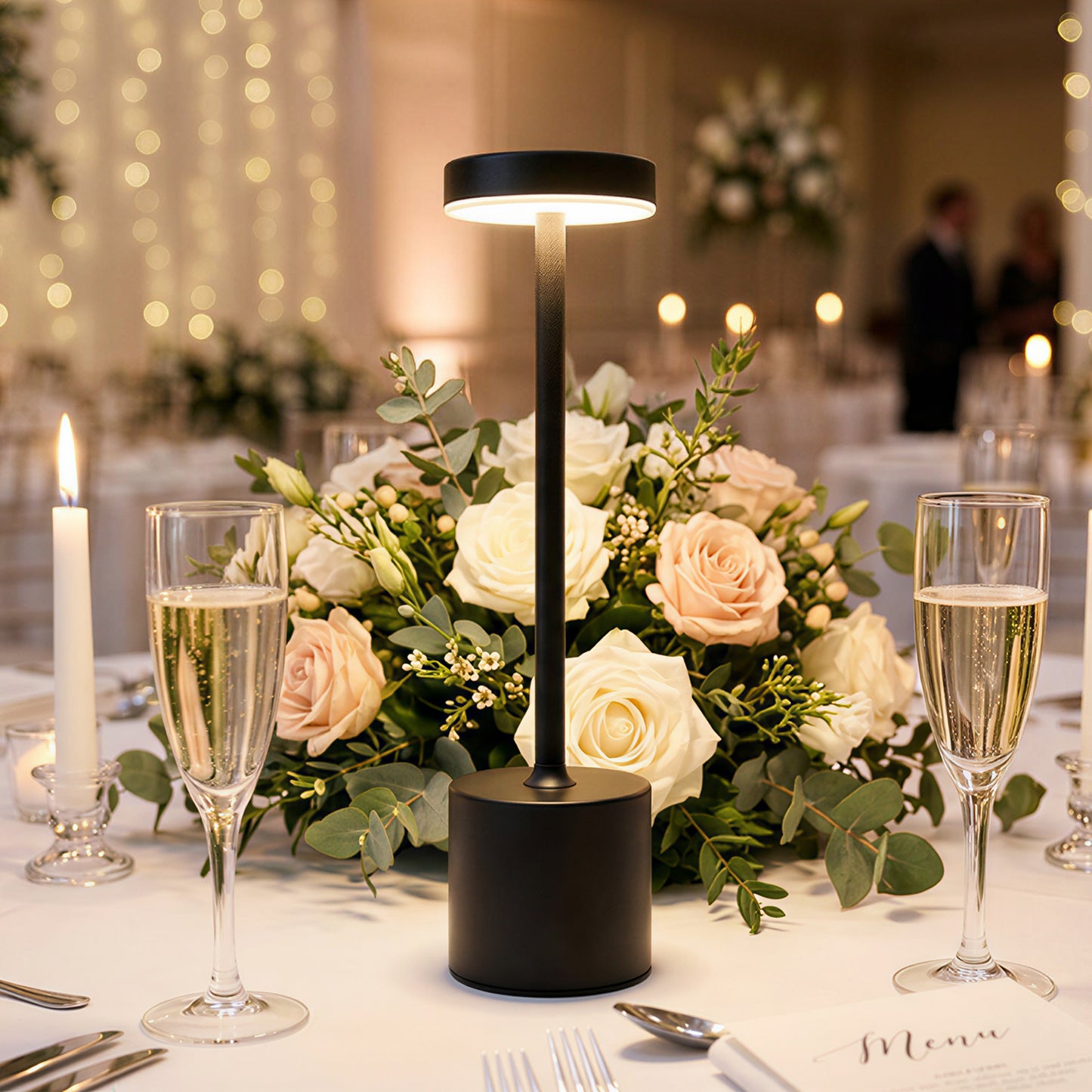 Cordless Table Lamp Modern Metal Black Design LED Dimmable with Touch Control - Rechargeable Night L