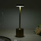 Gold Metal Modern Rechargeable LED Desk Lamp With Touch Control, Dimmable Night Light with Solid Cylinder Base - 13" Tall