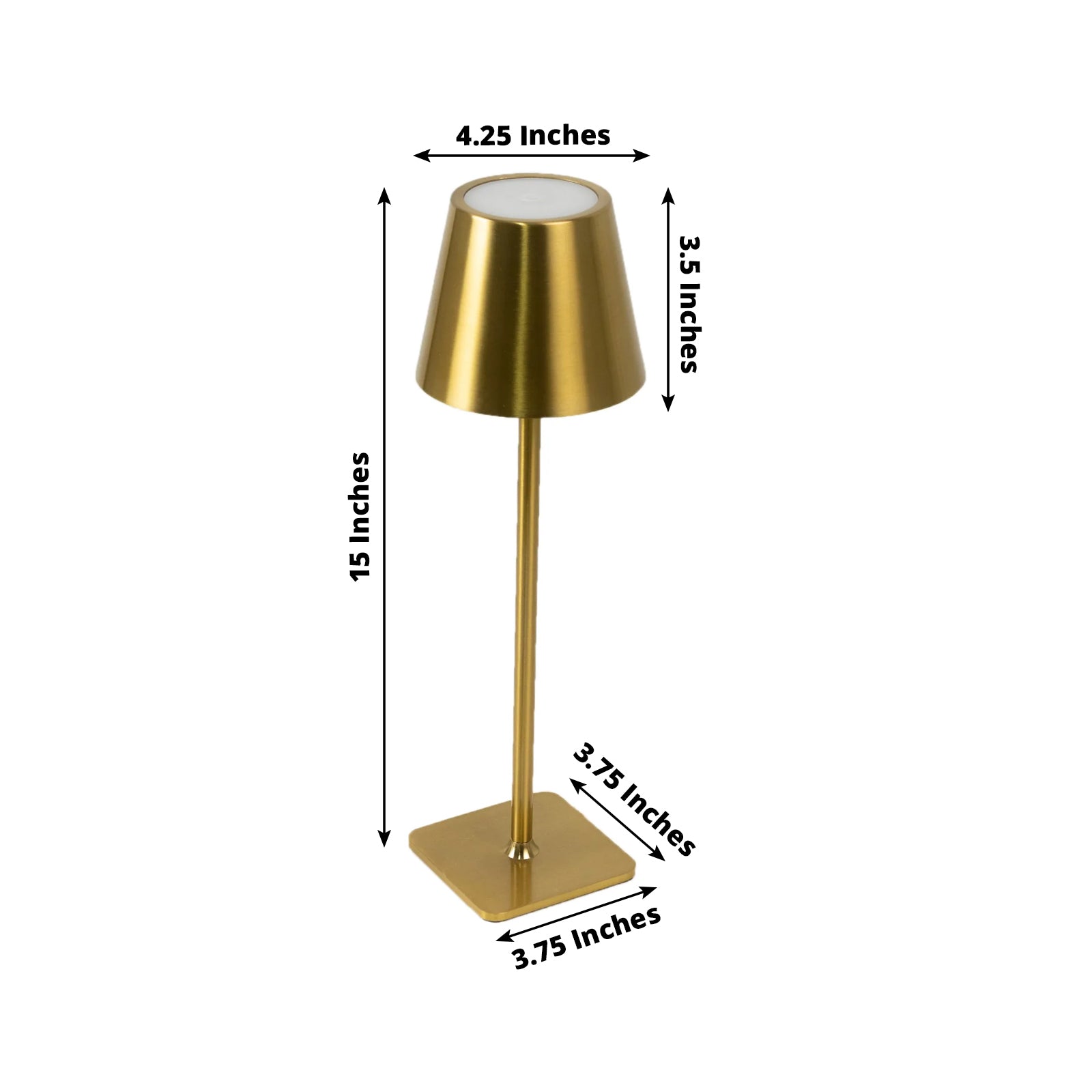 Gold metal LED table lamp with classic empire lampshade.