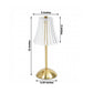 12" Gold Metal LED Table Lamp – Modern Fluted Acrylic Shade, USB Rechargeable Cordless Touch Dimmabl